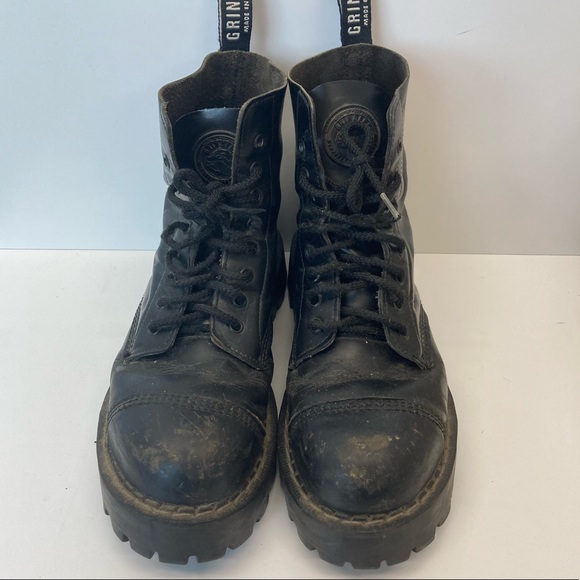 Grinders Other - Grinders Black Leather Moto Biker Combat Lace Up Boots